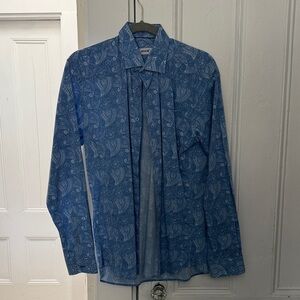 Men's Blue Paisley Dress Shirt